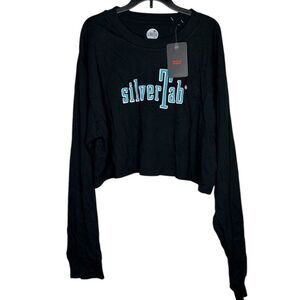 Levi’s Silver Tab Black Cropped Long Sleeve Shirt Medium